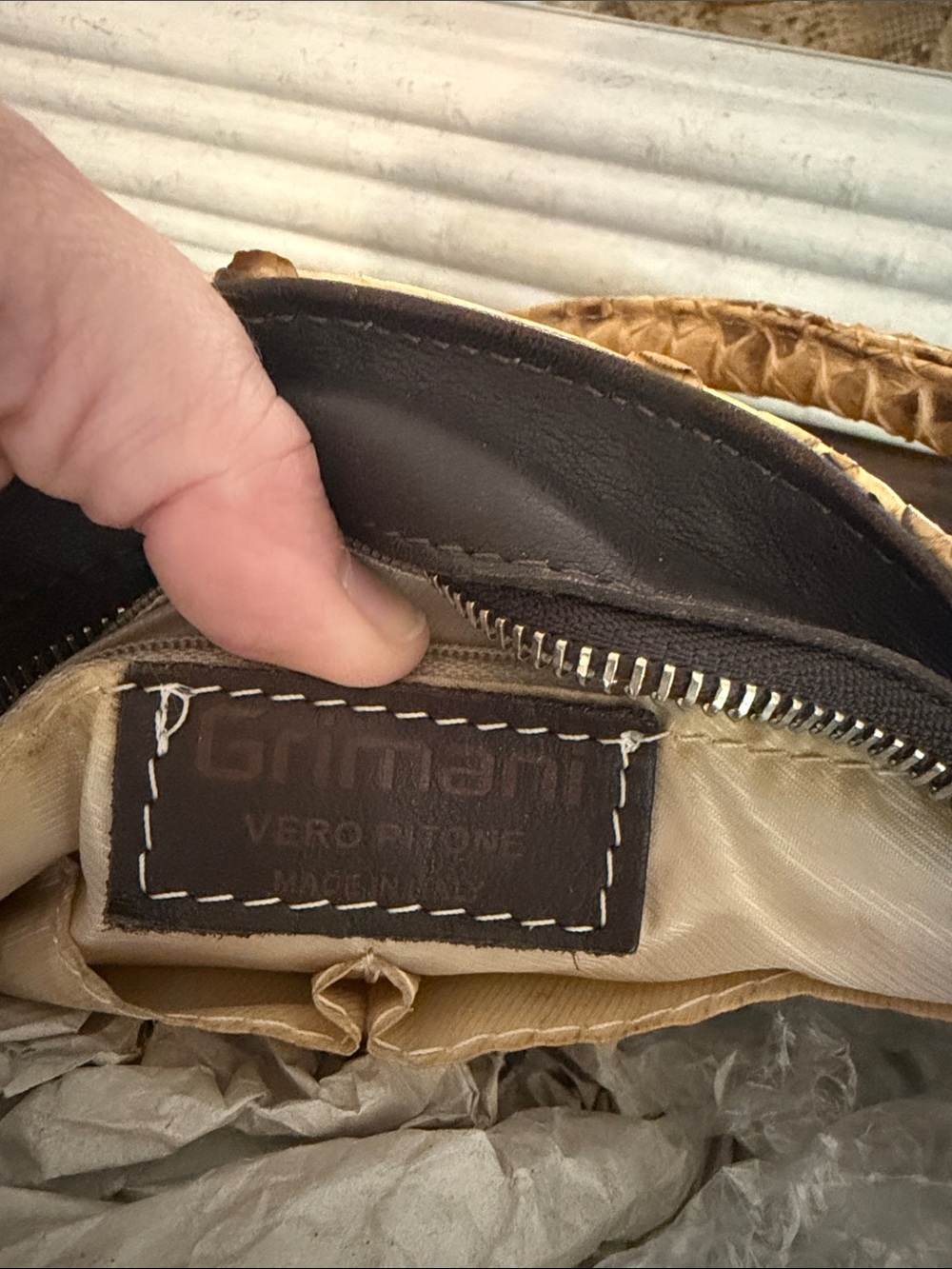Python-Textured Shoulder Bag in Warm Tan - Picture 4 of 7